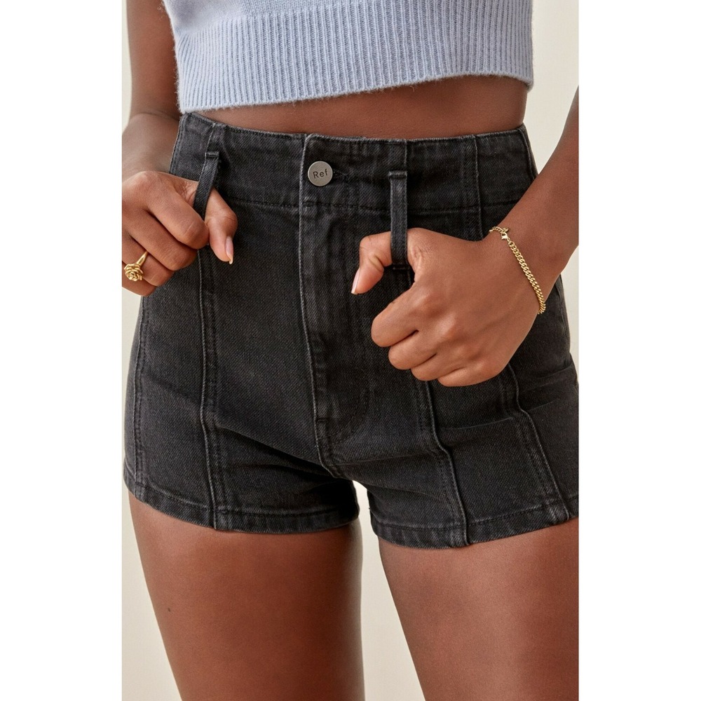 Reformation Black High-Rise Jean Shorts